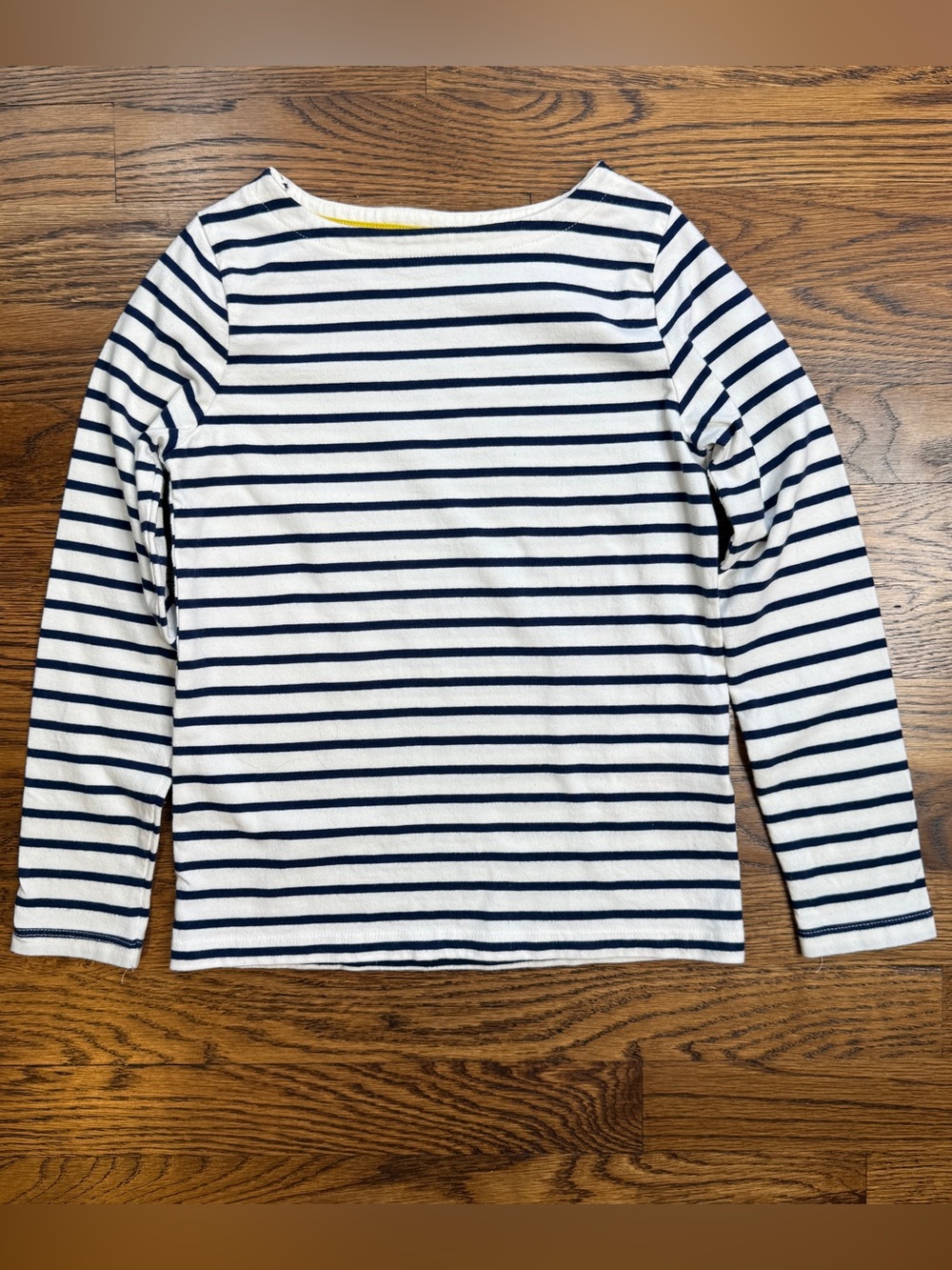 Mini Boden Girls Breton College Navy & White Striped Long-Sleeve Top Size 7-8